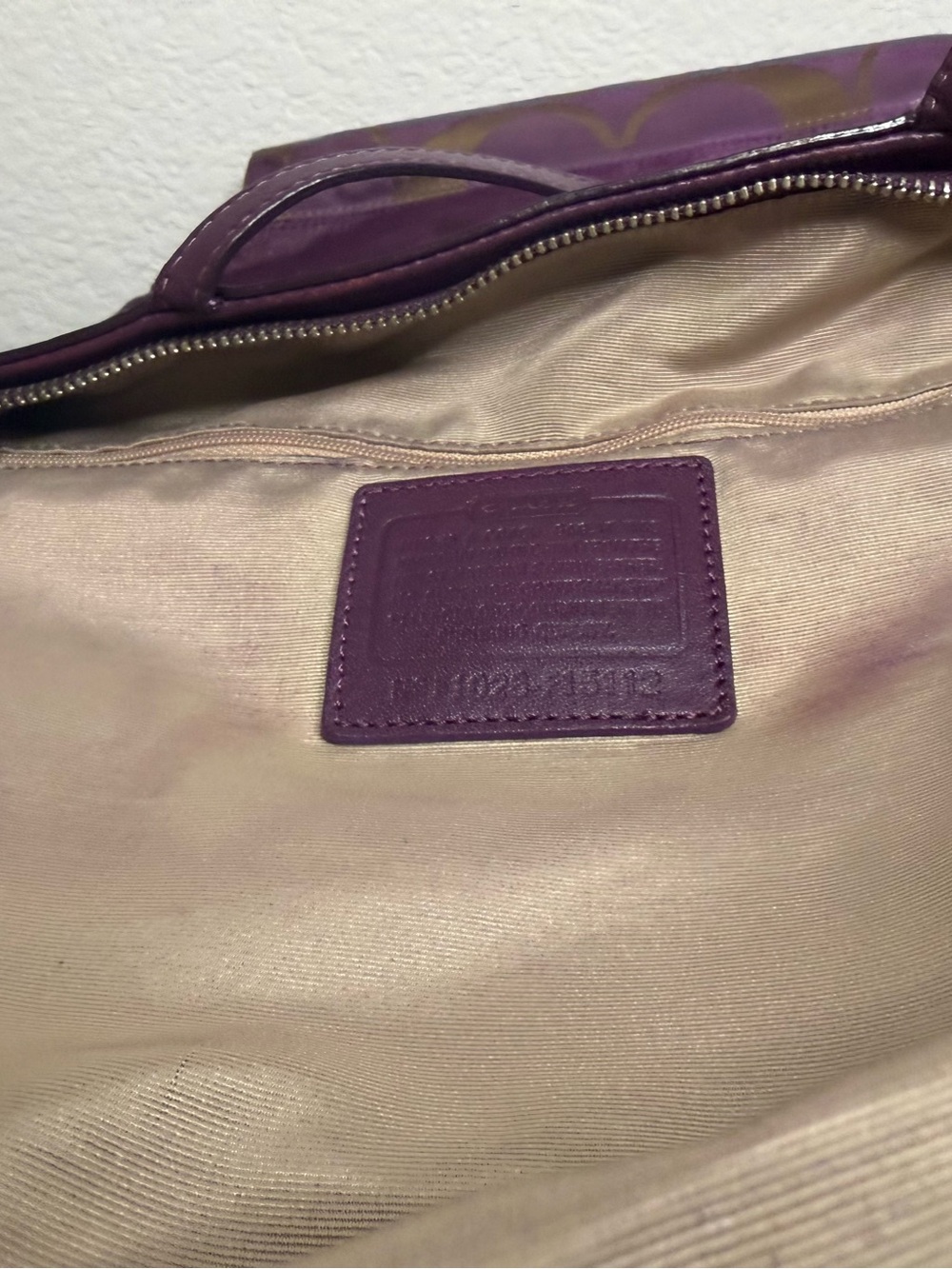 Coach Purple Canvas Tote with Leather Trim F1028 F15112 - Picture 10 of 15